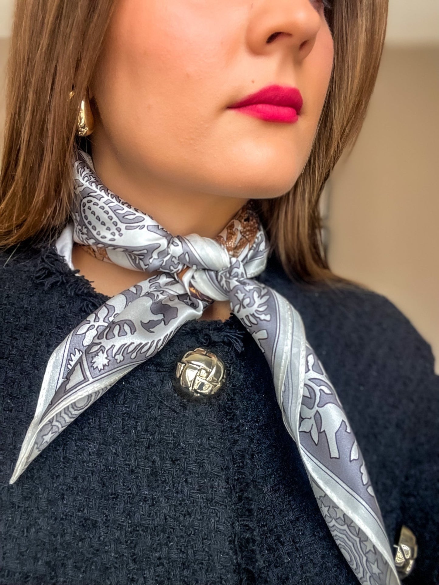 neck scarf, silk, model, fashion, by dimo