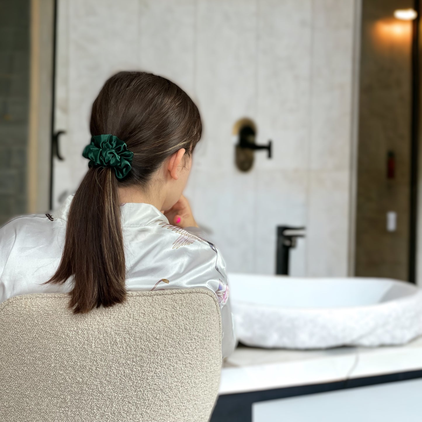 Silk scrunchies ponytail