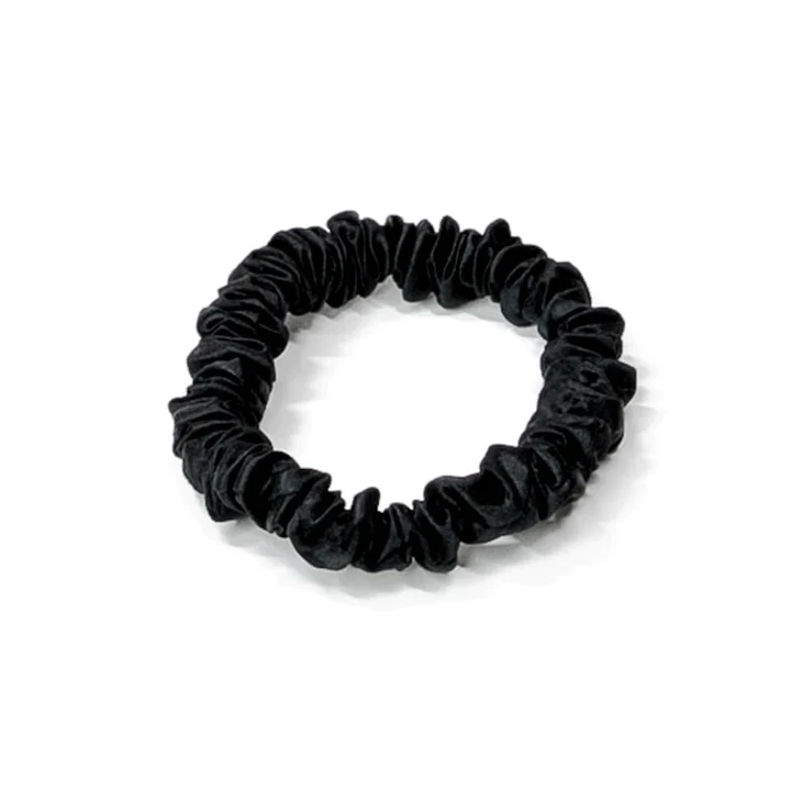 100% Silk Hair Scrunchies - Midnight Black