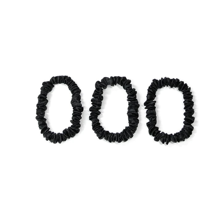 100% Silk Hair Scrunchies - Midnight Black
