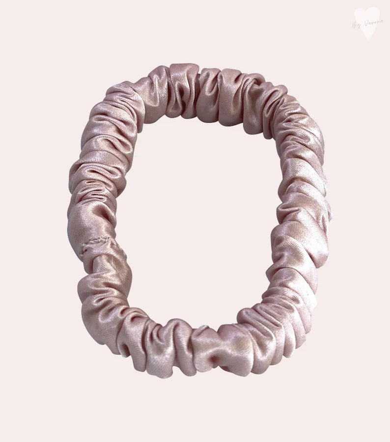 100% Silk Hair Scrunchies - Blush Pink