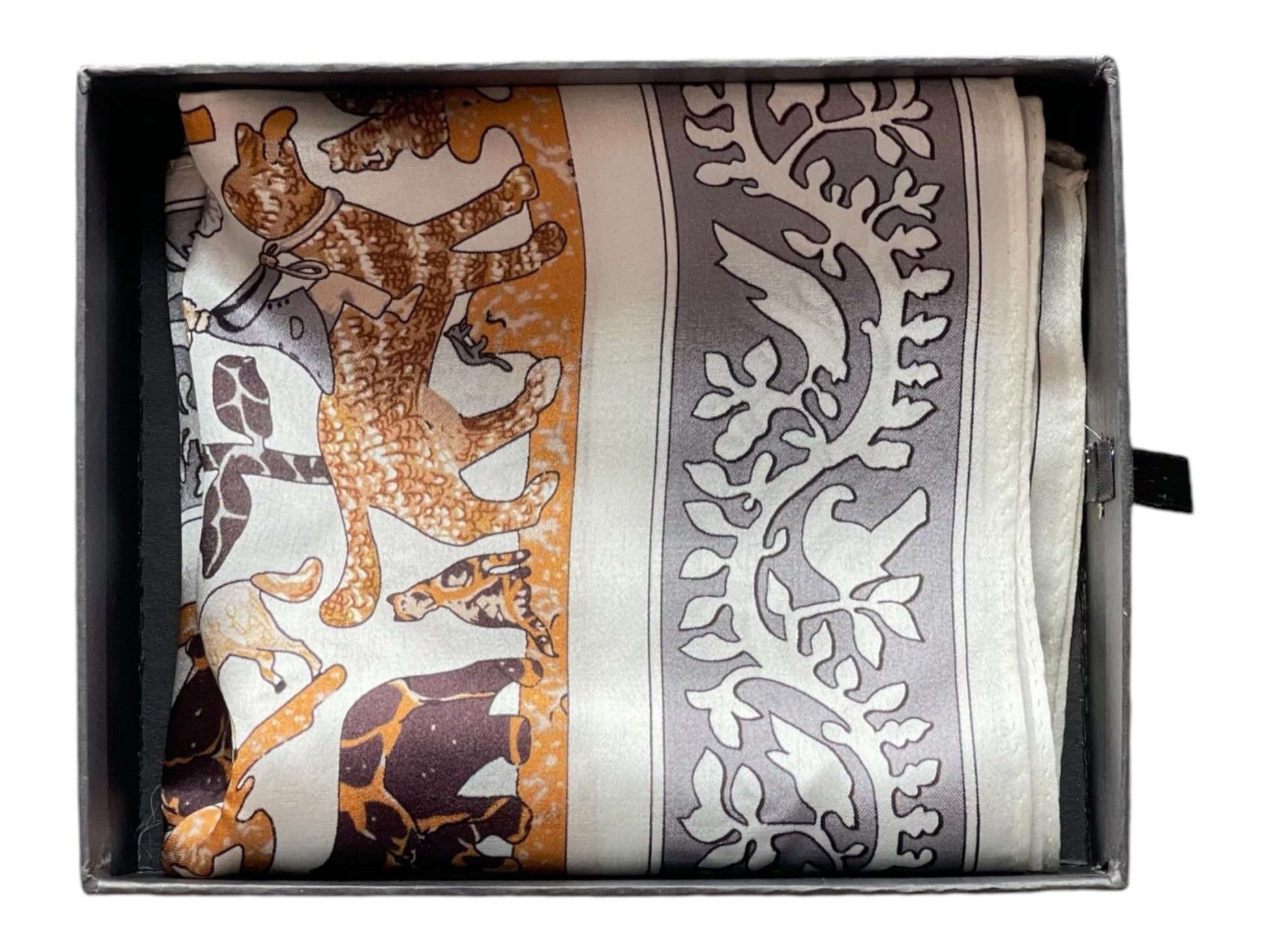 silk gift box with silk printed scarf 