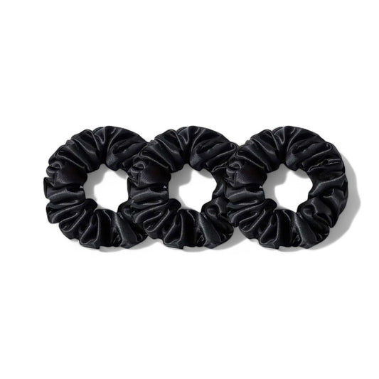 3 silk scrunchies black 