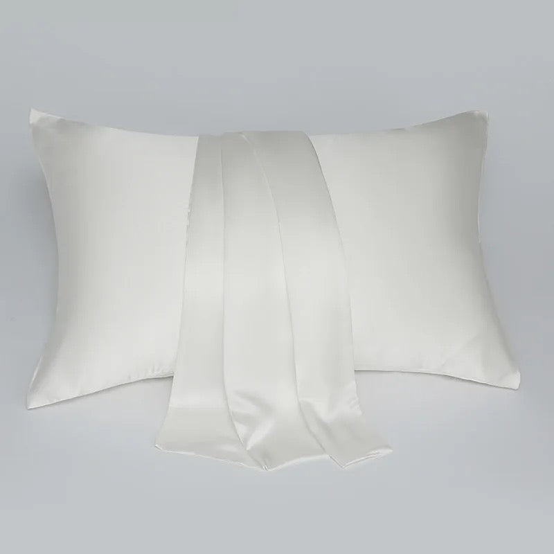 white silk pillowcase