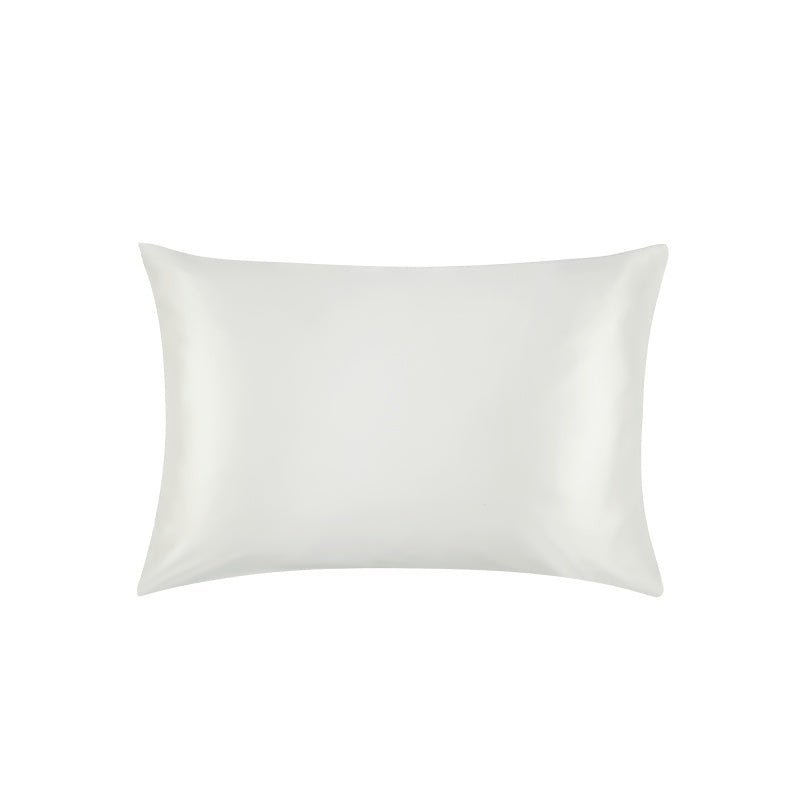 Luxury white mulberry silk pillowcase, crafted to reduce wrinkles, prevent hair damage, and promote smoother, healthier skin while you sleep.