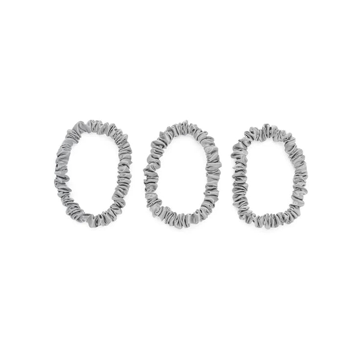 100% Silk Hair Scrunchies - Silver