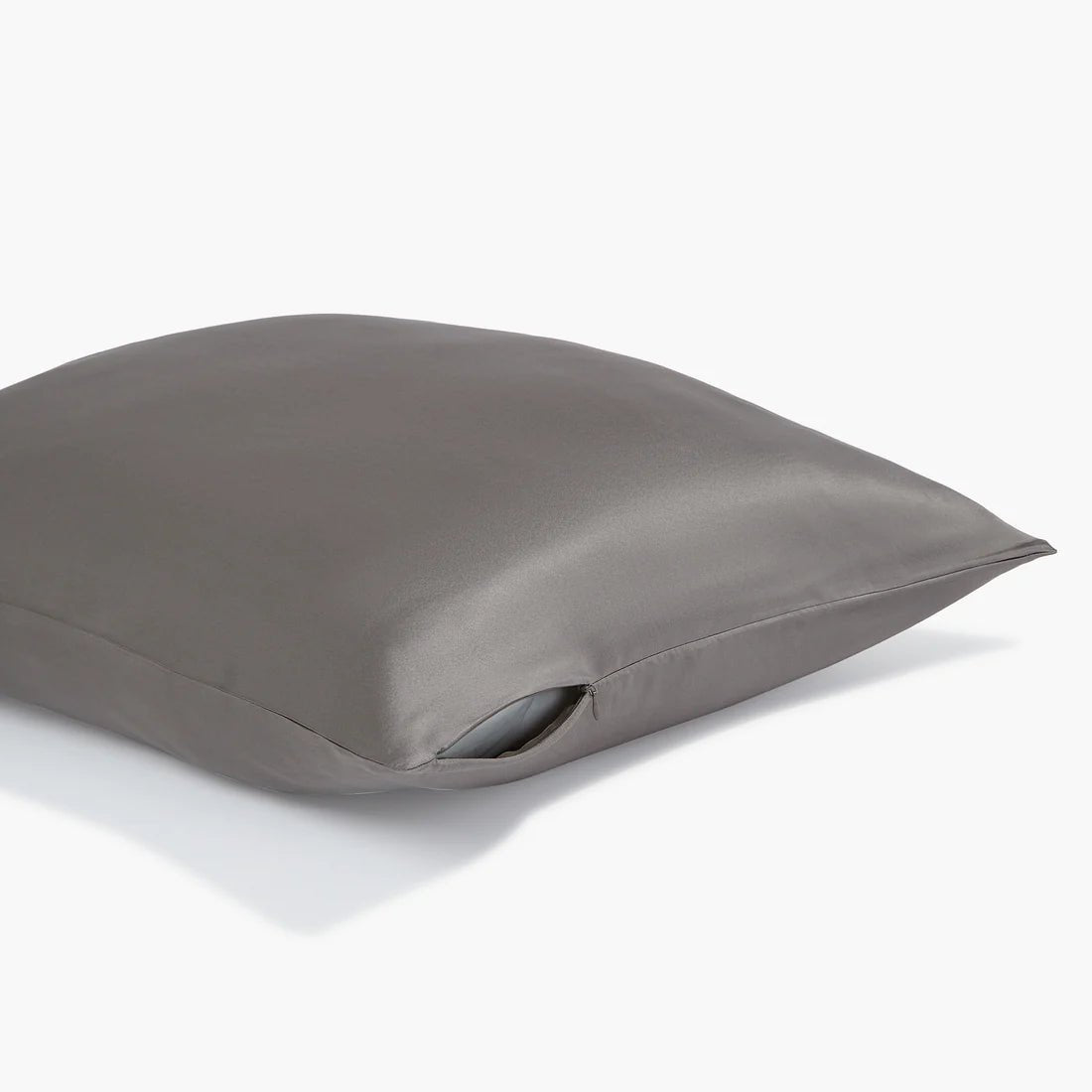 Grey king size silk pillowcase made from 100% mulberry silk, designed to reduce wrinkles, prevent hair breakage, and enhance sleep quality.